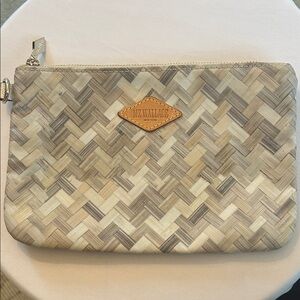 MZ Wallace Beige and Brown Pouch with Woven design